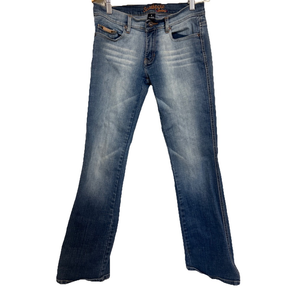 Vintage SOUTHPOLE JEANS Y2K Womens Size‎ 3 Flare Jeans  Blue Denim Pocket